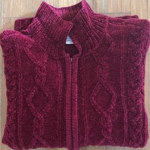 🍄EUC FULL ZIP UP CARDIGAN 🕶 MAROON ⚡️LARGE